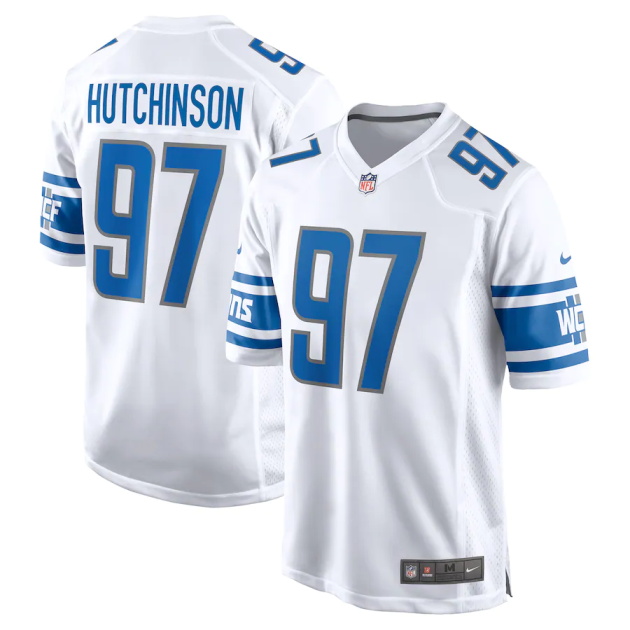 mens nike aidan hutchinson white detroit lions 2022 nfl draft first round pick game jersey